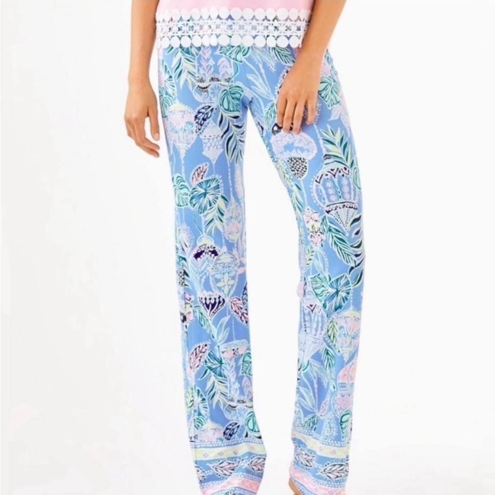 Lilly Pulitzer Georgia May Palazzo Pants in Lapis Lanterns, Size XS